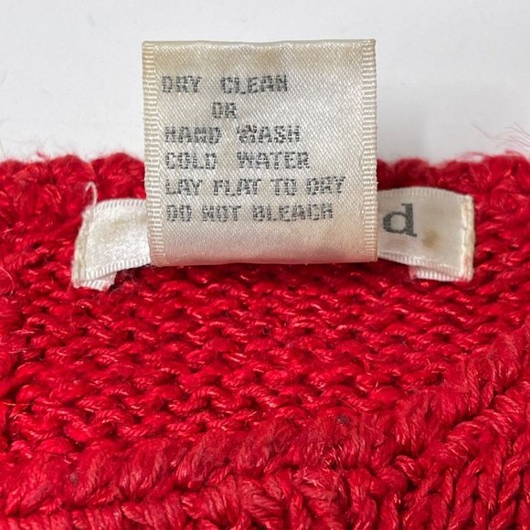 Vintage 80s Red White Black Fuzzy Sweater Medium Long Sleeve - Picture 5 of 8